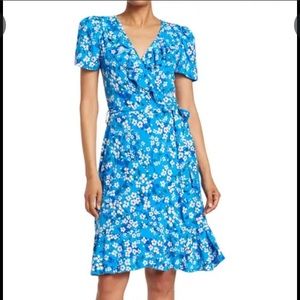 NWT Nordstrom By Design Ruffle Floral Wrap Dress in Mitsy Ditsy. Size Large